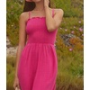 image:imageRVivimos Womens Summer Boho Cotton Maxi Dress Adjustable Spaghetti Strap Elastic Smocked Casual Ruffle Hem Flowy Beach DressHotpink