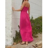 image:imageRVivimos Womens Summer Boho Cotton Maxi Dress Adjustable Spaghetti Strap Elastic Smocked Casual Ruffle Hem Flowy Beach DressHotpink