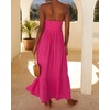 image:imageRVivimos Womens Summer Boho Cotton Maxi Dress Adjustable Spaghetti Strap Elastic Smocked Casual Ruffle Hem Flowy Beach DressHotpink
