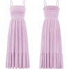 image:imageRVivimos Womens Summer Boho Cotton Maxi Dress Adjustable Spaghetti Strap Elastic Smocked Casual Ruffle Hem Flowy Beach DressLight Purple