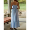 image:imageRVivimos Womens Summer Boho Cotton Maxi Dress Adjustable Spaghetti Strap Elastic Smocked Casual Ruffle Hem Flowy Beach DressLightblue