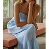 image:imageRVivimos Womens Summer Boho Cotton Maxi Dress Adjustable Spaghetti Strap Elastic Smocked Casual Ruffle Hem Flowy Beach DressLightblue