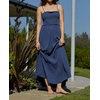 image:imageRVivimos Womens Summer Boho Cotton Maxi Dress Adjustable Spaghetti Strap Elastic Smocked Casual Ruffle Hem Flowy Beach DressNavy Blue