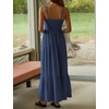 image:imageRVivimos Womens Summer Boho Cotton Maxi Dress Adjustable Spaghetti Strap Elastic Smocked Casual Ruffle Hem Flowy Beach DressNavy Blue