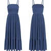 image:imageRVivimos Womens Summer Boho Cotton Maxi Dress Adjustable Spaghetti Strap Elastic Smocked Casual Ruffle Hem Flowy Beach DressNavy Blue