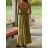 image:imageRVivimos Womens Summer Boho Cotton Maxi Dress Adjustable Spaghetti Strap Elastic Smocked Casual Ruffle Hem Flowy Beach DressOlivegreen
