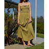 image:imageRVivimos Womens Summer Boho Cotton Maxi Dress Adjustable Spaghetti Strap Elastic Smocked Casual Ruffle Hem Flowy Beach DressOlivegreen