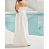 image:imageRVivimos Womens Summer Boho Cotton Maxi Dress Adjustable Spaghetti Strap Elastic Smocked Casual Ruffle Hem Flowy Beach DressWhite