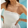 image:imageRVivimos Womens Summer Boho Cotton Maxi Dress Adjustable Spaghetti Strap Elastic Smocked Casual Ruffle Hem Flowy Beach DressWhite