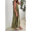 image:imageRVivimos Womens Summer Casual Beach Midi Dress Cotton Linen Sleeveless Adjustable Straps Tiered Flowy Dresses with PocketsArmy Green