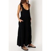 image:imageRVivimos Womens Summer Casual Beach Midi Dress Cotton Linen Sleeveless Adjustable Straps Tiered Flowy Dresses with PocketsBlack