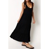 image:imageRVivimos Womens Summer Casual Beach Midi Dress Cotton Linen Sleeveless Adjustable Straps Tiered Flowy Dresses with PocketsBlack