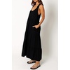 image:imageRVivimos Womens Summer Casual Beach Midi Dress Cotton Linen Sleeveless Adjustable Straps Tiered Flowy Dresses with PocketsBlack