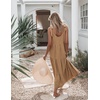 image:imageRVivimos Womens Summer Casual Beach Midi Dress Cotton Linen Sleeveless Adjustable Straps Tiered Flowy Dresses with PocketsBrown