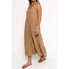 image:imageRVivimos Womens Summer Casual Beach Midi Dress Cotton Linen Sleeveless Adjustable Straps Tiered Flowy Dresses with PocketsBrown
