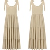 image:imageRVivimos Womens Summer Casual Beach Midi Dress Cotton Linen Sleeveless Adjustable Straps Tiered Flowy Dresses with PocketsKhaki