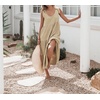 image:imageRVivimos Womens Summer Casual Beach Midi Dress Cotton Linen Sleeveless Adjustable Straps Tiered Flowy Dresses with PocketsKhaki