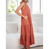 image:imageRVivimos Womens Summer Casual Beach Midi Dress Cotton Linen Sleeveless Adjustable Straps Tiered Flowy Dresses with PocketsOrange