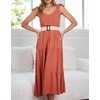image:imageRVivimos Womens Summer Casual Beach Midi Dress Cotton Linen Sleeveless Adjustable Straps Tiered Flowy Dresses with PocketsOrange