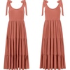 image:imageRVivimos Womens Summer Casual Beach Midi Dress Cotton Linen Sleeveless Adjustable Straps Tiered Flowy Dresses with PocketsOrange