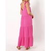 image:imageRVivimos Womens Summer Casual Beach Midi Dress Cotton Linen Sleeveless Adjustable Straps Tiered Flowy Dresses with PocketsPink