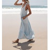 image:imageRVivimos Womens Summer Casual Beach Midi Dress Cotton Linen Sleeveless Adjustable Straps Tiered Flowy Dresses with PocketsSky Blue