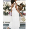 image:imageRVivimos Womens Summer Casual Beach Midi Dress Cotton Linen Sleeveless Adjustable Straps Tiered Flowy Dresses with PocketsWhite