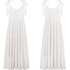 image:imageRVivimos Womens Summer Casual Beach Midi Dress Cotton Linen Sleeveless Adjustable Straps Tiered Flowy Dresses with PocketsWhite