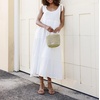 image:imageRVivimos Womens Summer Casual Beach Midi Dress Cotton Linen Sleeveless Adjustable Straps Tiered Flowy Dresses with PocketsWhite
