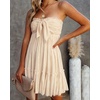 image:imageRVivimos Womens Summer Cotton Boho Beach Sleeveless Tie Front Mini Dress Tube Top DressBeige