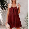 image:imageRVivimos Womens Summer Cotton Boho Beach Sleeveless Tie Front Mini Dress Tube Top DressBurgundy
