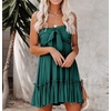 image:imageRVivimos Womens Summer Cotton Boho Beach Sleeveless Tie Front Mini Dress Tube Top DressDarkgreen