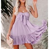 image:imageRVivimos Womens Summer Cotton Boho Beach Sleeveless Tie Front Mini Dress Tube Top DressLight Purple