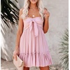 image:imageRVivimos Womens Summer Cotton Boho Beach Sleeveless Tie Front Mini Dress Tube Top DressPink