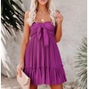 image:imageRVivimos Womens Summer Cotton Boho Beach Sleeveless Tie Front Mini Dress Tube Top DressPlum