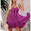 image:imageRVivimos Womens Summer Cotton Boho Beach Sleeveless Tie Front Mini Dress Tube Top DressPlum