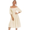 image:imageRVivimos Womens Summer Cotton Lantern Sleeves Ruffled Off Shoulder ALine Midi DressesBeige