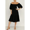 image:imageRVivimos Womens Summer Cotton Lantern Sleeves Ruffled Off Shoulder ALine Midi DressesBlack