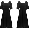 image:imageRVivimos Womens Summer Cotton Lantern Sleeves Ruffled Off Shoulder ALine Midi DressesBlack