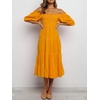 image:imageRVivimos Womens Summer Cotton Lantern Sleeves Ruffled Off Shoulder ALine Midi DressesGinger
