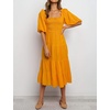 image:imageRVivimos Womens Summer Cotton Lantern Sleeves Ruffled Off Shoulder ALine Midi DressesGinger