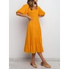 image:imageRVivimos Womens Summer Cotton Lantern Sleeves Ruffled Off Shoulder ALine Midi DressesGinger