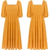 image:imageRVivimos Womens Summer Cotton Lantern Sleeves Ruffled Off Shoulder ALine Midi DressesGinger