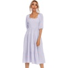 image:imageRVivimos Womens Summer Cotton Lantern Sleeves Ruffled Off Shoulder ALine Midi DressesLight Purple