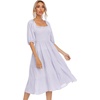image:imageRVivimos Womens Summer Cotton Lantern Sleeves Ruffled Off Shoulder ALine Midi DressesLight Purple
