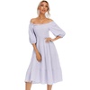 image:imageRVivimos Womens Summer Cotton Lantern Sleeves Ruffled Off Shoulder ALine Midi DressesLight Purple