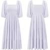 image:imageRVivimos Womens Summer Cotton Lantern Sleeves Ruffled Off Shoulder ALine Midi DressesLight Purple