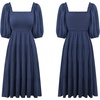 image:imageRVivimos Womens Summer Cotton Lantern Sleeves Ruffled Off Shoulder ALine Midi DressesNavyblue