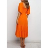 image:imageRVivimos Womens Summer Cotton Lantern Sleeves Ruffled Off Shoulder ALine Midi DressesOrange