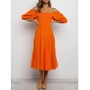 image:imageRVivimos Womens Summer Cotton Lantern Sleeves Ruffled Off Shoulder ALine Midi DressesOrange